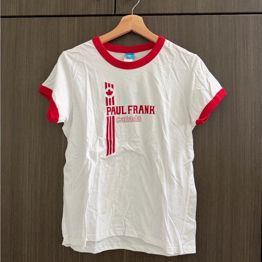 Paul Frank White T‑Shirt with Red Trim and Canada Logo